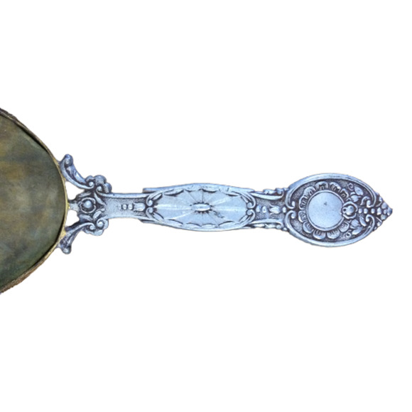 Vintage Art Deco Silver Plated Vanity Hand Mirror Flower Design NO Mirror Glass - Picture 8 of 9